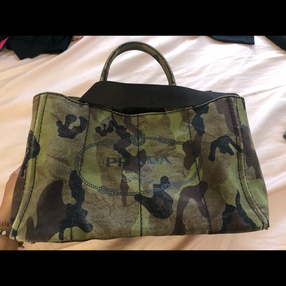 PRADA CAMO PRINT CANVAS BAG. - Picture 1 of 8